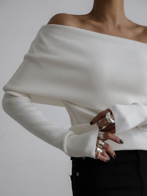 'Alora' Off Shoulder Soft Knit Top - Celes Fashion